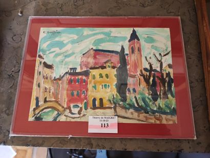 Ecole XXème
Vue de Venise 
Enviton dix dessins...