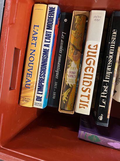 Two cases of art volumes including Art Nouveau,...