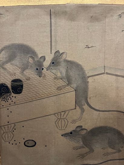 JAPAN
Two screens decorated with batrachians...