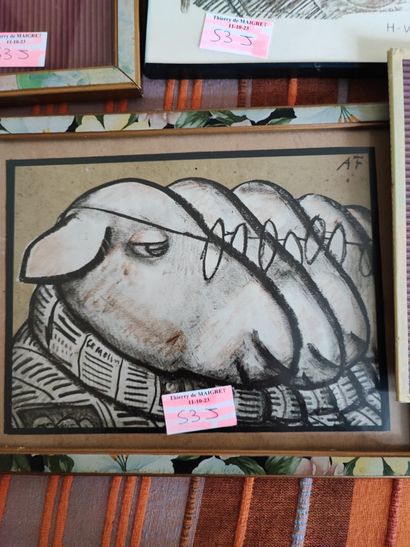 Set of approximately 14 reproductions, framed...