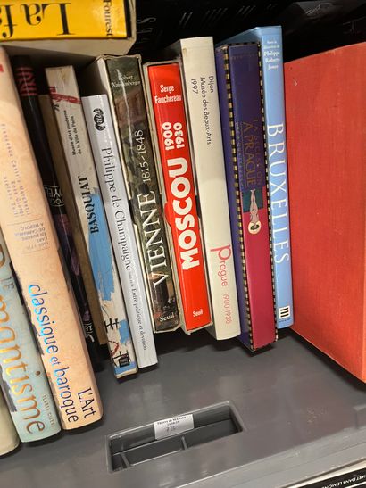 Two cases of art volumes including Romanticism,...