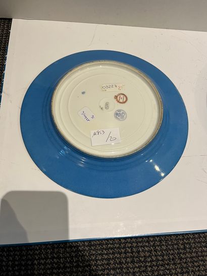 Pair of porcelain plates in the Sèvres style,...