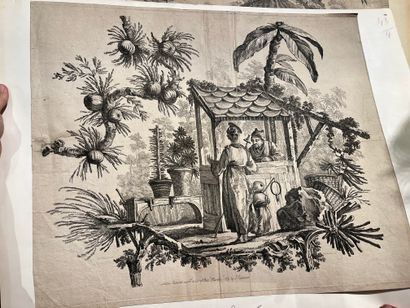 After Pillement. Suite of four Chinese engravings....