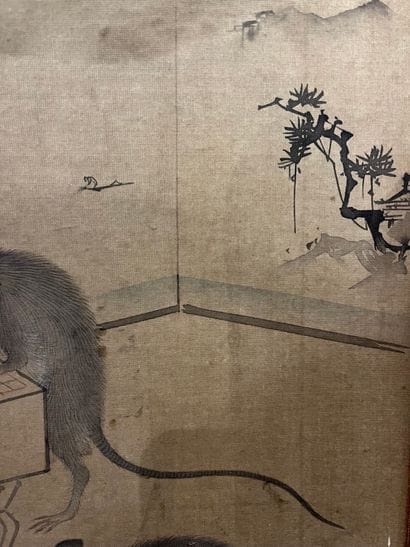 JAPAN
Two screens decorated with batrachians...