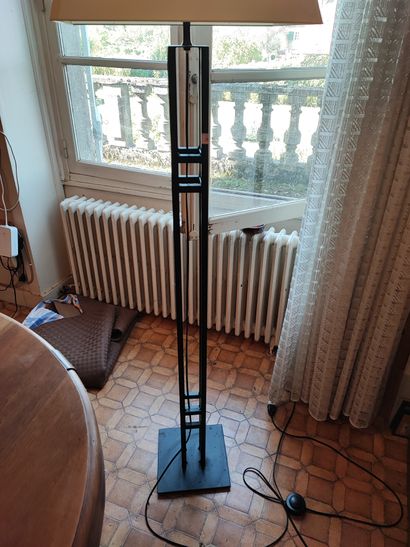 Wrought-iron floor lamp with openwork rectangular...