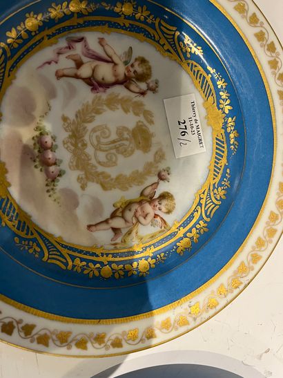 Pair of porcelain plates in the Sèvres style,...