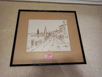 Ecole XXème
Vue de Venise 
Enviton dix dessins...