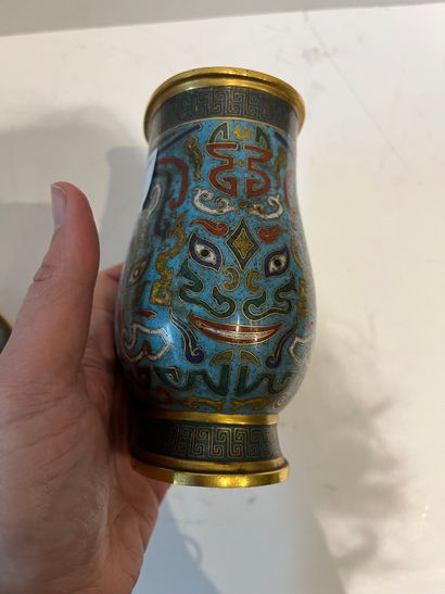 China, Cloisonné enamel covered vase in the...