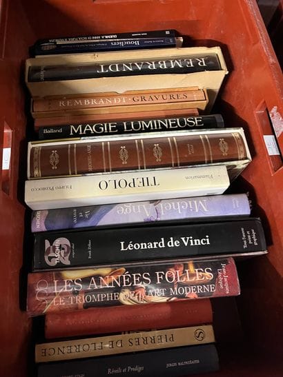 Two cases of art volumes including Tiepolo,...