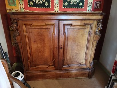 Walnut sideboard, caryatid jambs
Late 19th...