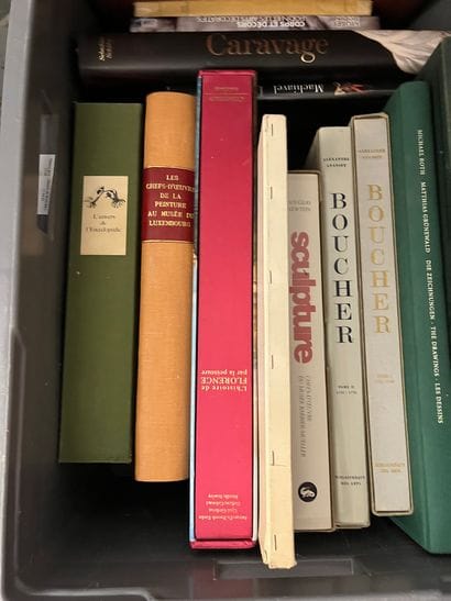 Two cases of art volumes including Chagall,...