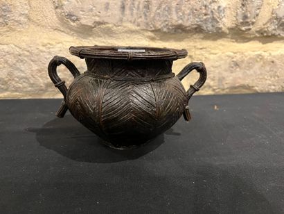 Bronze vase with imitation vanilla decoration...
