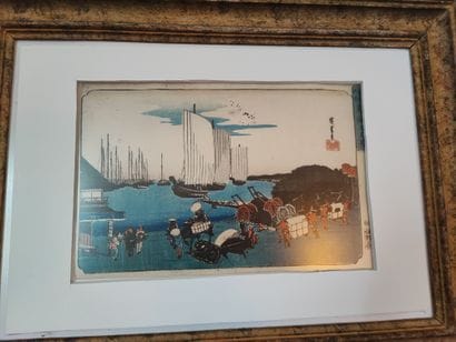 JAPON 
Lot d'environ 9 gravures et reproductions...