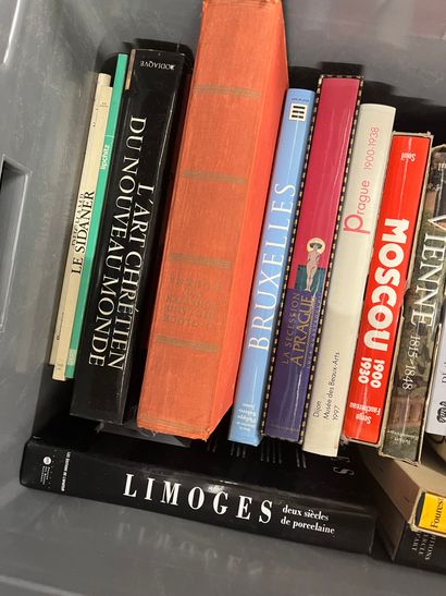 Two cases of art volumes including Romanticism,...