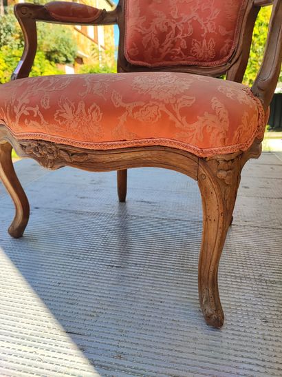 Set of 6 cabriolet armchairs, partly Louis...