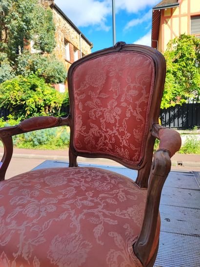 Set of 6 cabriolet armchairs, partly Louis...