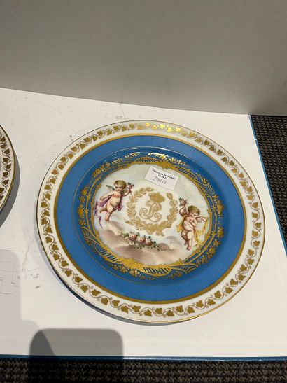 Pair of porcelain plates in the Sèvres style,...