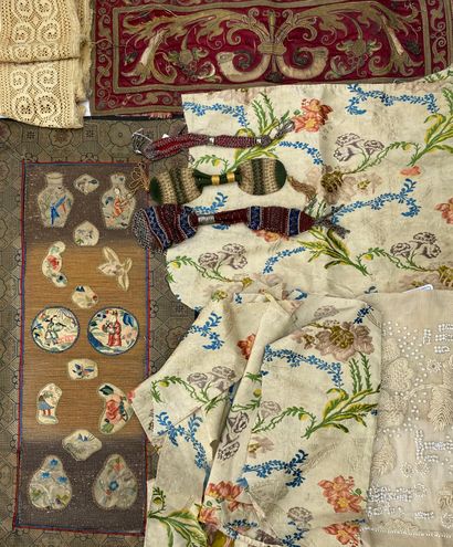 Lot of various textile documents: embroidery,...