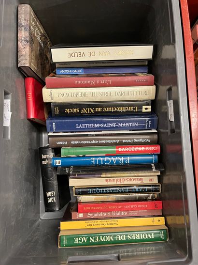 Two cases of art volumes including Charles...