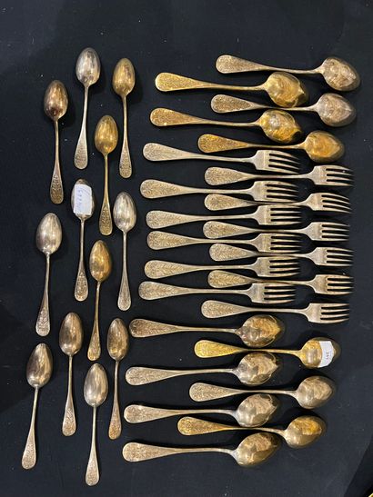 Set of silver-plated tableware with knot...