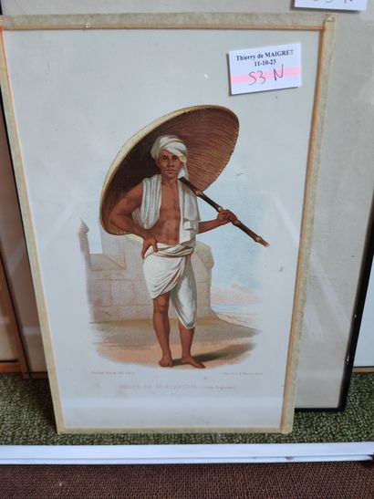 Lot of about 15 frames on oriental theme:...