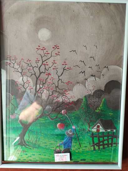 Naive school 
The gardener 
Oil on canvas...
