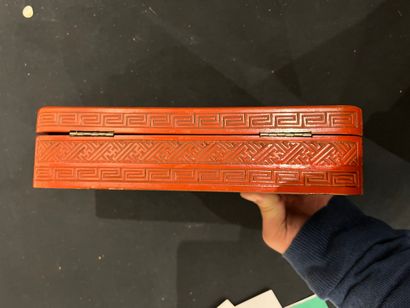 CHINA
Two red lacquer boxes, one decorated...