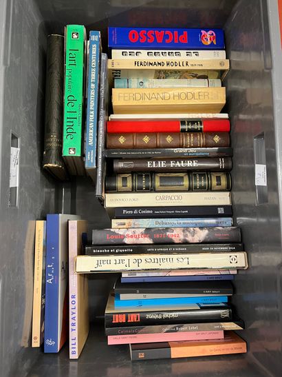 Two cases of art books including Carpaccio,...