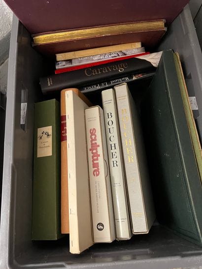 Two cases of art volumes including Chagall,...