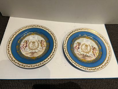 Pair of porcelain plates in the Sèvres style,...