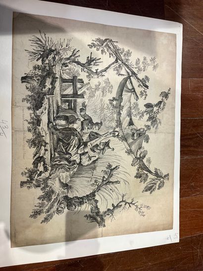After Pillement. Suite of four Chinese engravings....