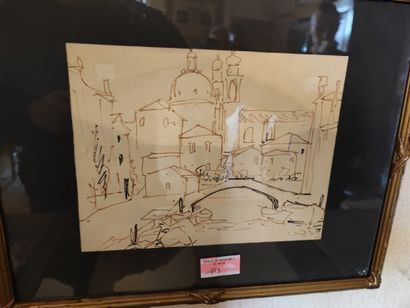 Ecole XXème
Vue de Venise 
Enviton dix dessins...