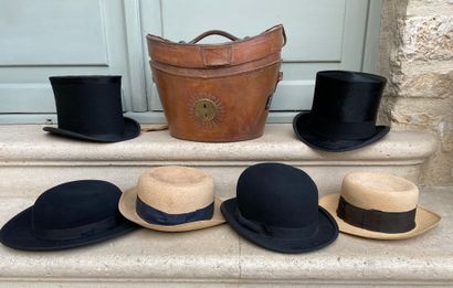 12 Set of hats: 2 top hats (La Belle Jardinière...