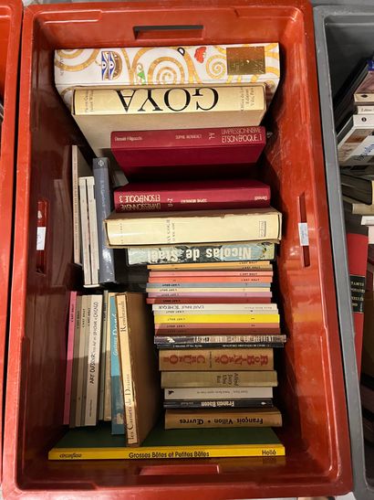 Two cases of art volumes including Goya,...