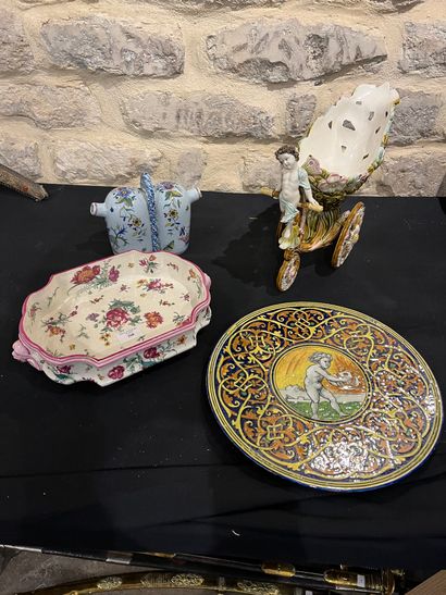 Lot including a rectangular dish decorated...