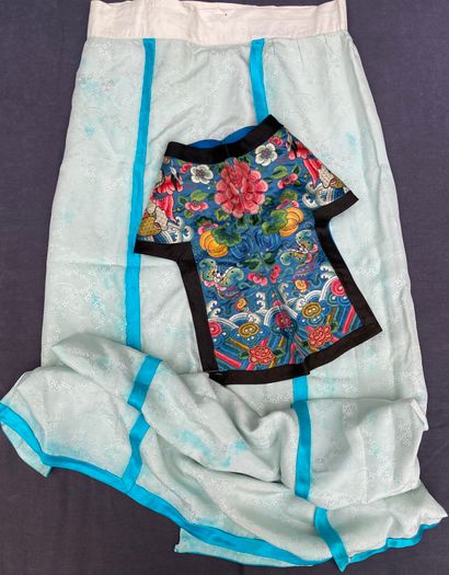 Black fabric jacket with blue piping, long...