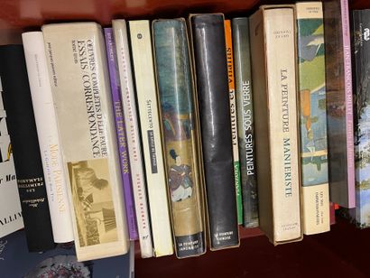 Two cases of art books including French faïence,...