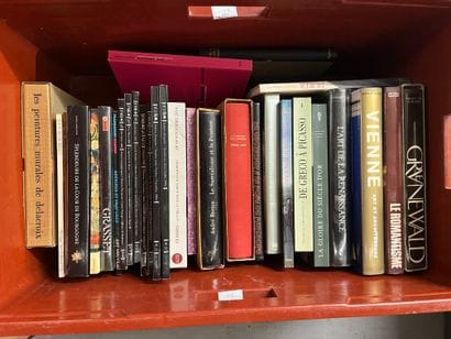 Two cases of art volumes including Gaudi,...