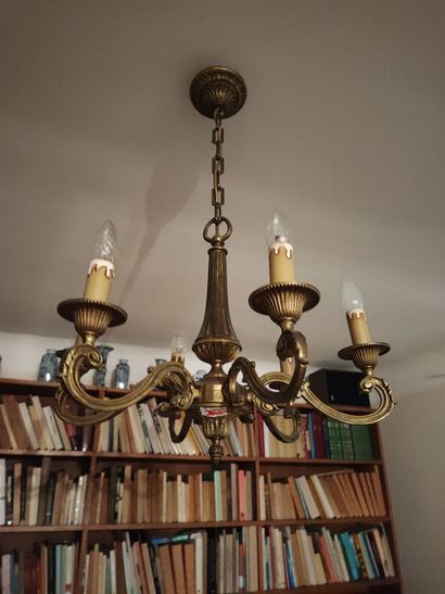 Pair of Louis XVI style six-light chandeliers....