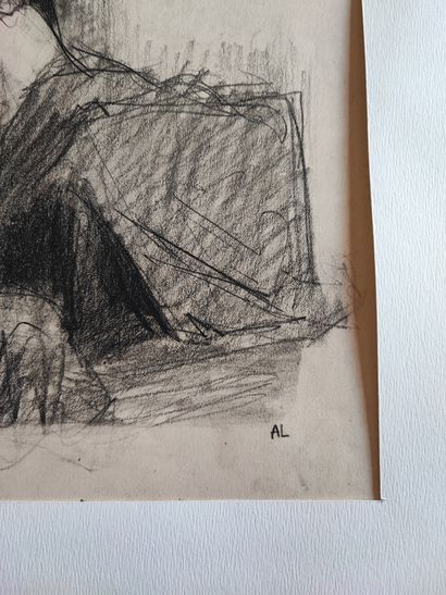 Scarbo, black stone drawing monogrammed A...