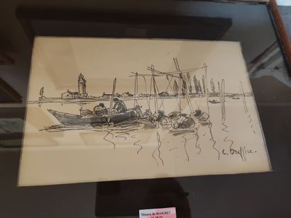 Ecole XXème
Vue de Venise 
Enviton dix dessins...