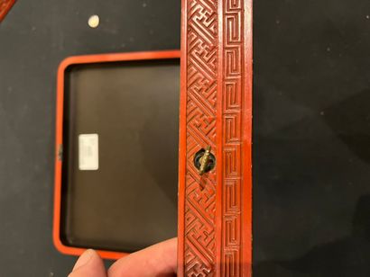 CHINA
Two red lacquer boxes, one decorated...