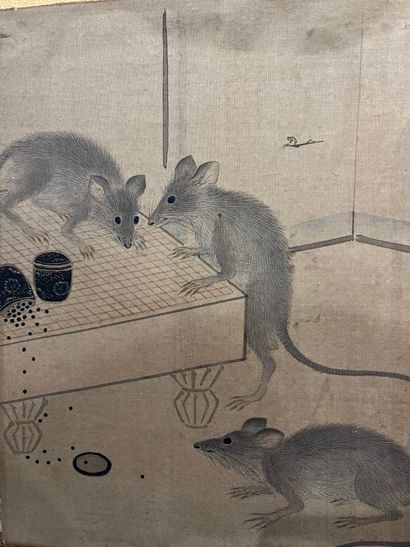 JAPAN
Two screens decorated with batrachians...