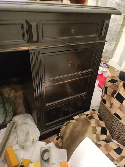 Cabinet in blackened wood including : pedestal...