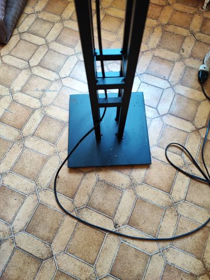 Wrought-iron floor lamp with openwork rectangular...