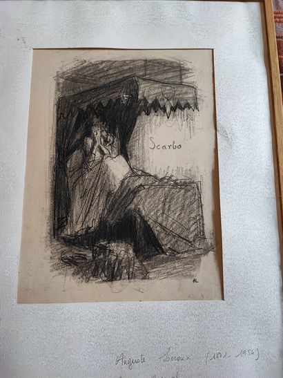 Scarbo, black stone drawing monogrammed A...