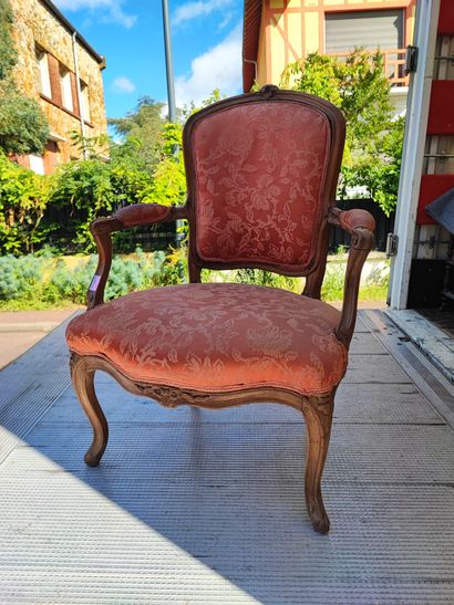 Set of 6 cabriolet armchairs, partly Louis...