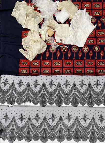 Lot of various textile documents: embroidery,...