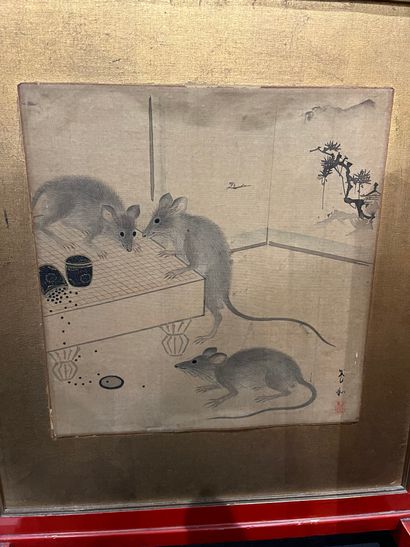 JAPAN
Two screens decorated with batrachians...