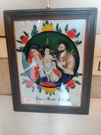 Deux fixés sous verre Saints personnages
XIXème...